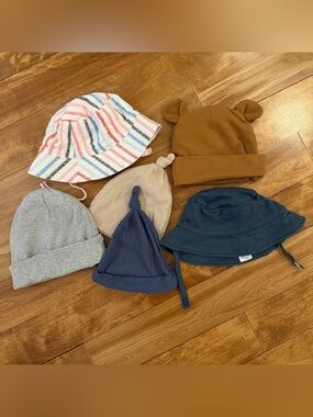 Kids Neutral and Patterned Hat Set - Sizes from NB to 12M